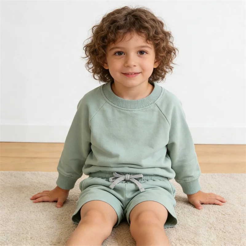 100% Organic Cotton Long Sleeve T Shirts Terry Baby Clothes Baby Pullover Baby Sweatshirt