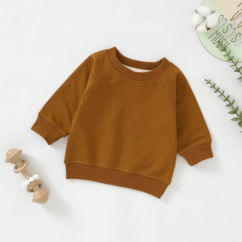 100% Organic Cotton Long Sleeve T Shirts Terry Baby Clothes Baby Pullover Baby Sweatshirt - Image 4