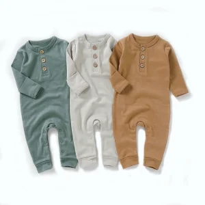Hot Sale Plain White Fold Over Cuff Knitted Organic Cotton Boys' Baby Newborn Infant Bodysuit