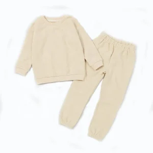 Plain Organic Cotton Knitted French Terry Autumn Winter Baby Sweat Suit Neutral