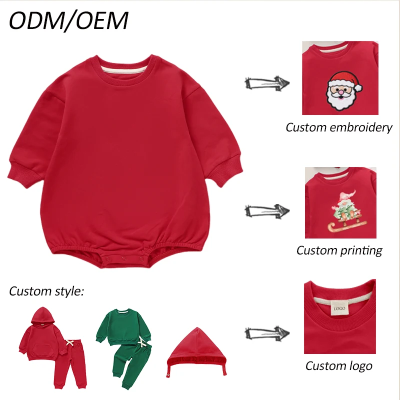 Hot Selling French Terry Support Custom Printing Baby Romper Organic Cotton Christmas Clothes for Kids - Image 6