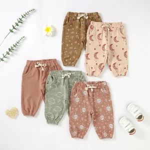 Hot Sale Spring and Autumn Unisex Baby Pants Knitted Starry Elements Baby Long Pants