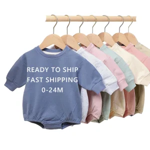 Boutique Soft Organic Cotton Baby Romper 100% Cotton Oversized Baby Bubble Rompers