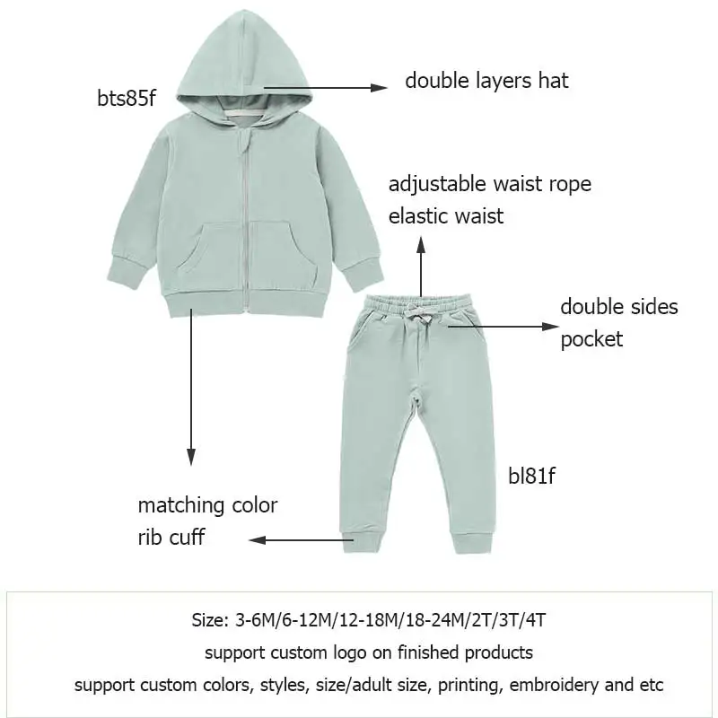 New Wholesale Autumn Unisex Soft Winter Children Kids Clothing Set Knitted Baby Organic Cotton Sweatshirts Jogger Set - Image 2