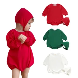 Wholesale New Style Unisex Baby Boy Girl Round Neck Romper Organic Cotton Solid Color Long Sleeve Baby Romper Clothing