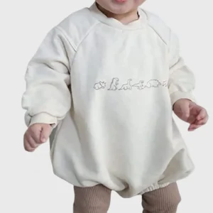 Organic Cotton Newborn Baby Girl Boy Clothes Crew Neck Sweatshirt Long Sleeve Romper Pullover Oversized Autumn Top Romper