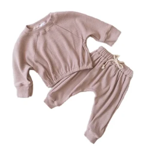 95% Organic Cotton Thick Ribbed Baby Joggers, Tracksuits, Kids Outside Wear