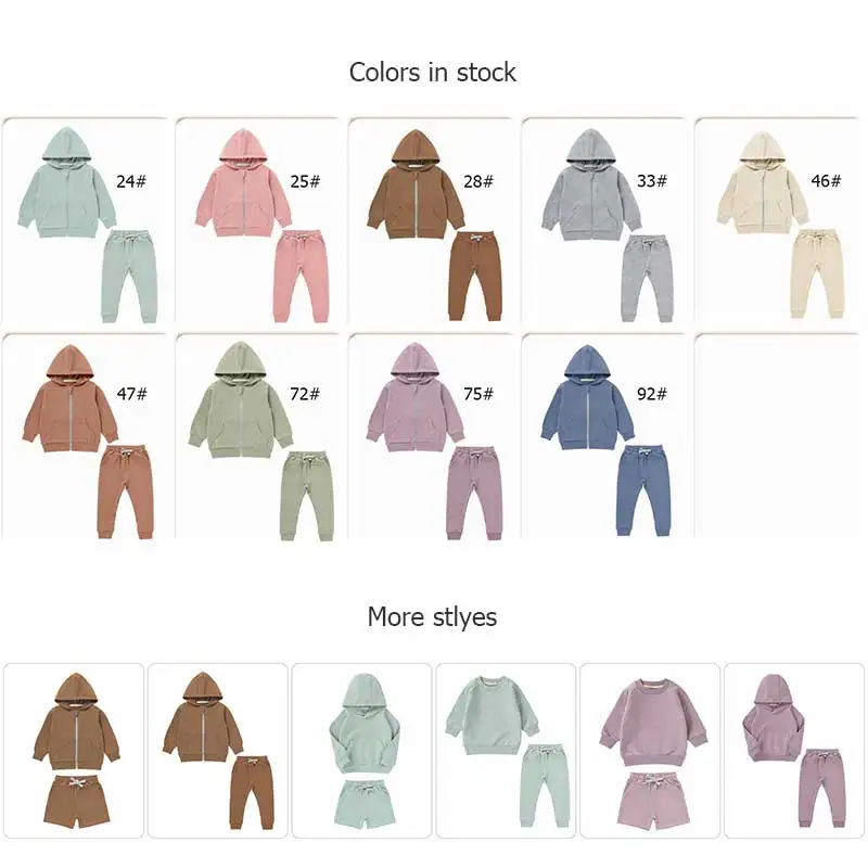 New Wholesale Autumn Unisex Soft Winter Children Kids Clothing Set Knitted Baby Organic Cotton Sweatshirts Jogger Set - Image 3