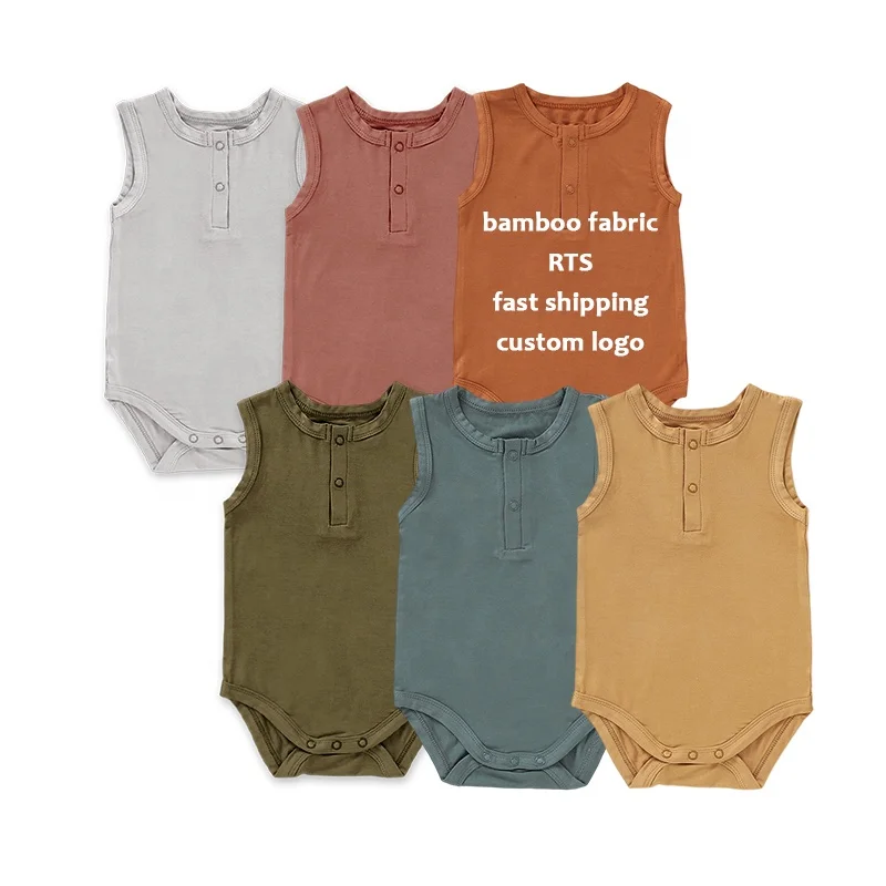 Wholesale Solid Sleeveless Snap Crotch Baby Bodysuit Romper Bamboo Viscose Baby Romper