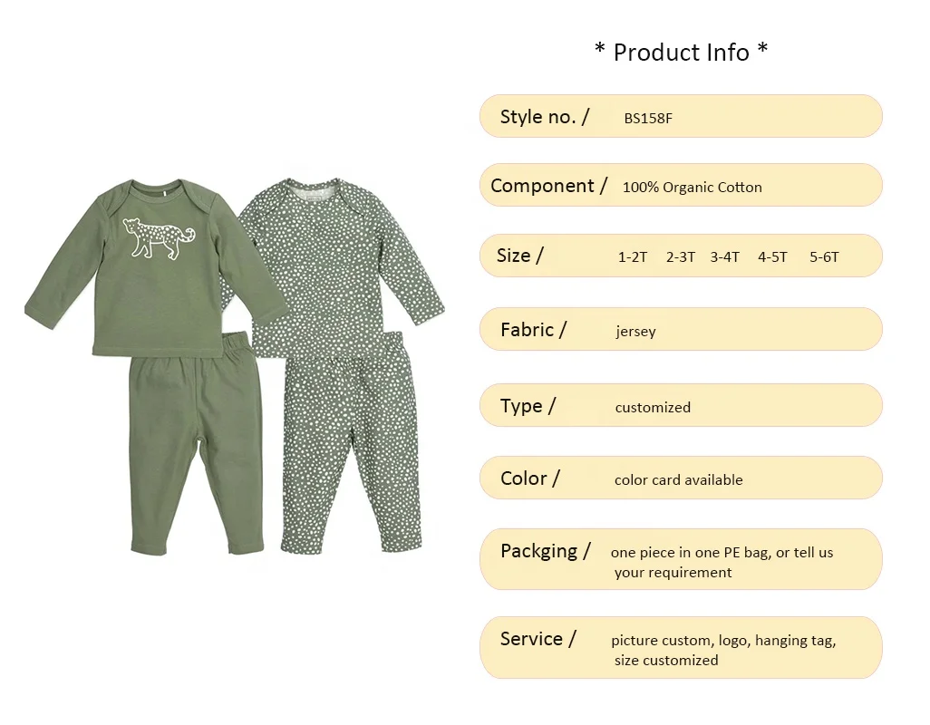 2023 Spring Summer Lap Collars 100% Organic Cotton Tee Shirt Pants, Baby Children Kids Pyjama Clothing Set - Image 2
