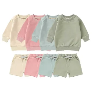 Spring Autumn Pullover Boys Baby Sweatshirts and Shorts Set Children Kids Toddler Baby Clothing Sets Girls