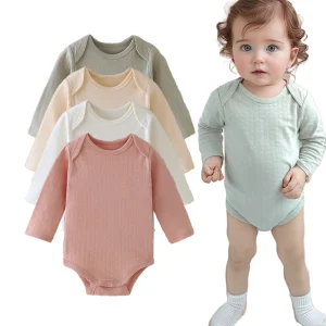 Long Sleeve Baby Grow Clothes Romper Solid White Blank Snap Closure Infant Bodysuit Baby Onesie Rompers