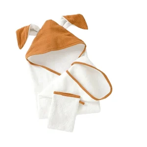 So Cute Baby Bath Gift Set, Baby Bathrobe with Wash Cloth, Infant Hoodie Towels