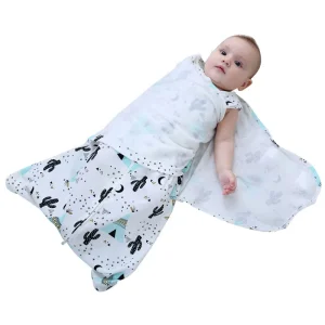 Organic Cotton Print Adjustable Spring Summer Autumn Knitted Baby Swaddle Sack
