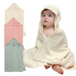 Super Soft Eco-Friendly Bamboo Child Hoodie Bathrobe Waffle Baby Blanket for Home Use