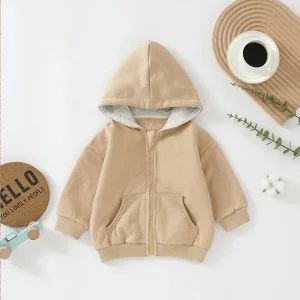Organic Cotton Baby Fleece Hoodie Cardigan Infant Zipper Cardigan, Kids Coats Hoodie Shirt