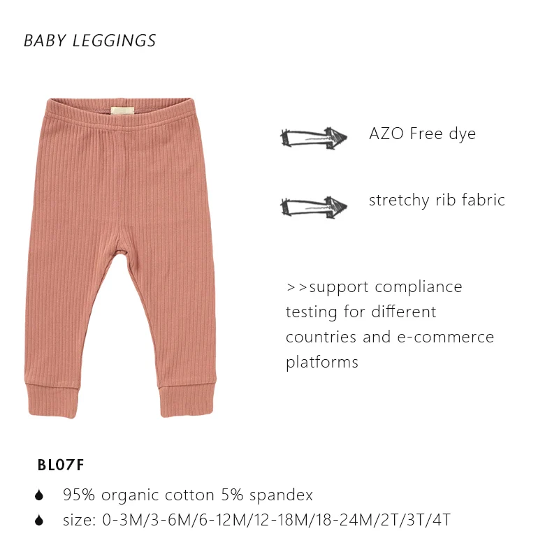 Spring Autumn Factory Manufacture Supplier Winter Solid Blank Cotton Spandex Stretchy Baby Leggings Soft Baby Pajama Pants - Image 2