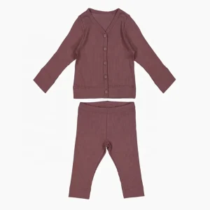 Wholesale Super Soft Long Sleeve Spring Autumn Rib Unisex Baby Two Piece Set Baby Pajamas Set