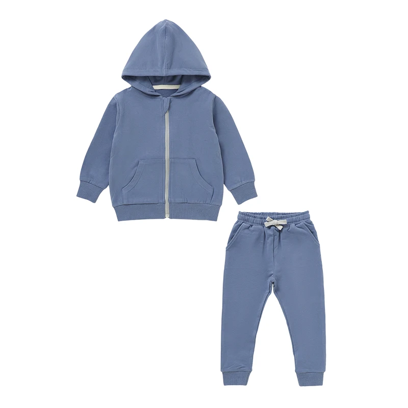 New Wholesale Autumn Unisex Soft Winter Children Kids Clothing Set Knitted Baby Organic Cotton Sweatshirts Jogger Set - Image 4