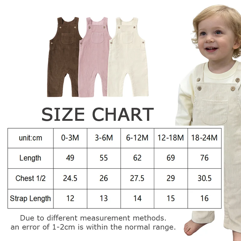 Soft Customizable Outfits Solid Color Organic Cotton Corduroy Suspender Pants for Infants Baby - Image 5