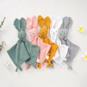 Lovely Organic Cotton Muslin Cuddle Bunny Comforter Blanket Baby Muslin Comforter Toy