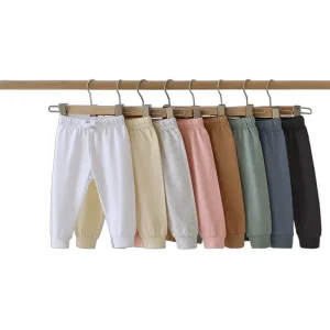 Eco-Friendly Elastic Waist Full Length 100% Organic Cotton Children Baby Pants