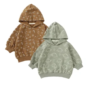 Original Moon Printed Baby Oversize Raglan Sleeve Sweatshirt Kid Hooded Sweatshirt