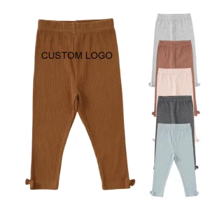 Camel Easy Pull-on Style Baby Girl Soft Cotton Pants Ribbed Knit Leggings Baby