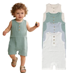 Muslin Baby Romper | 100% Organic Cotton Breathable Infant Jumpsuit for Summer