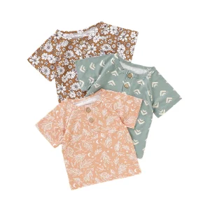 Skin-friendly Bamboo Fiber Baby Short Sleeve T Shirt Summer Unisex Baby T Shirt