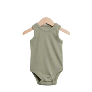 Top Sale ODM Comfort Soft Knitted Bodysuit Unisex Solid Summer Short Rib Sleeveless Romper with Snap Button