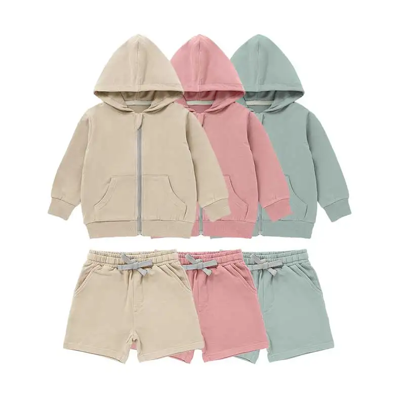 Solid Fashion Children Baby Hoodies Sweatshirts and Shorts Set Baby Clothing Set Autumn