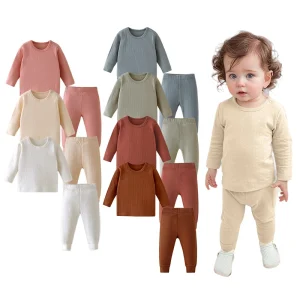 High Quality Customizable New Style Honeycomb Fabric 100% Organic Cotton Baby Pajamas