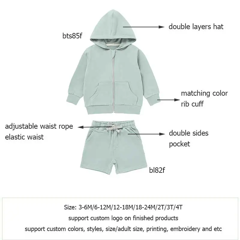 Solid Fashion Children Baby Hoodies Sweatshirts and Shorts Set Baby Clothing Set Autumn - Image 2