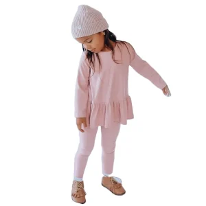 Dusty Pink Baby Girl Top and Leggings Set, Party Dress, Children Girls Dresses Clothing Set