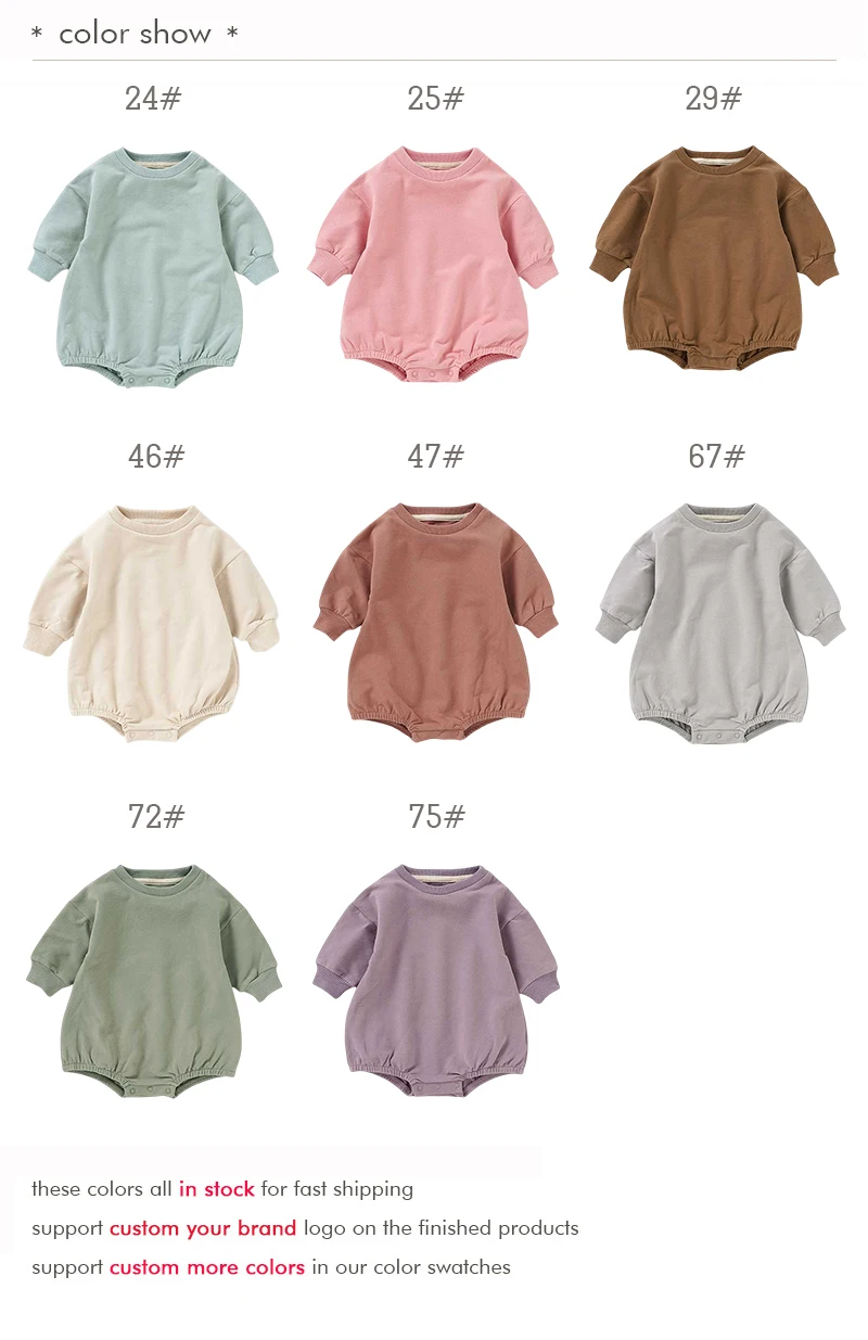 Wholesale Organic Cotton Baby Short Rompers Pullover Baby Bubble Sweater Rompers - Image 3