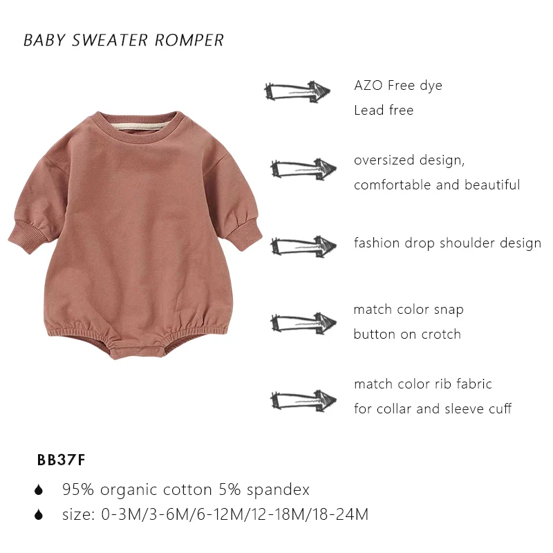 Wholesale Organic Cotton Baby Short Rompers Pullover Baby Bubble Sweater Rompers - Image 2