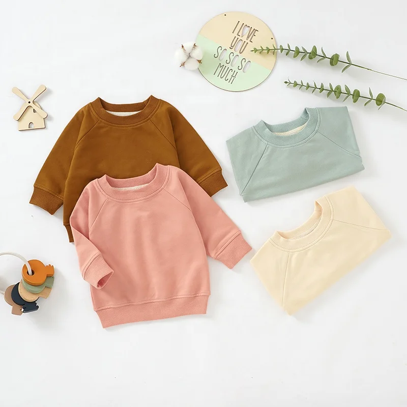 100% Organic Cotton Long Sleeve T Shirts Terry Baby Clothes Baby Pullover Baby Sweatshirt - Image 3