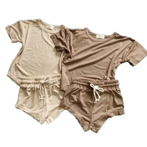 Soft and Cozy Loose Rayon Baby Summer Clothing Set Baby Tee Shirt Shorts Set