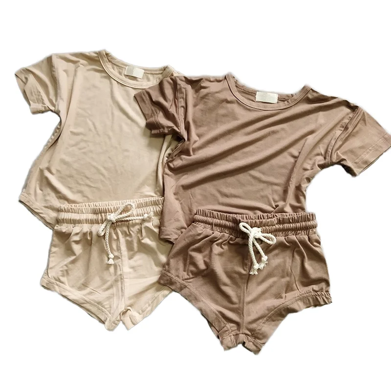 Soft and Cozy Loose Rayon Baby Summer Clothing Set Baby Tee Shirt Shorts Set