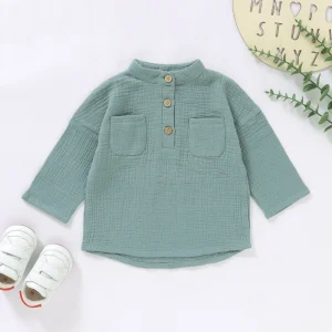 Summer Long Sleeve Organic Baby Muslin T Shirt Muslin Baby Clothes Supplier