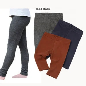 Wholesale Organic Cotton Plain Knitted Ribbed Baby Girl Leggings Autumn