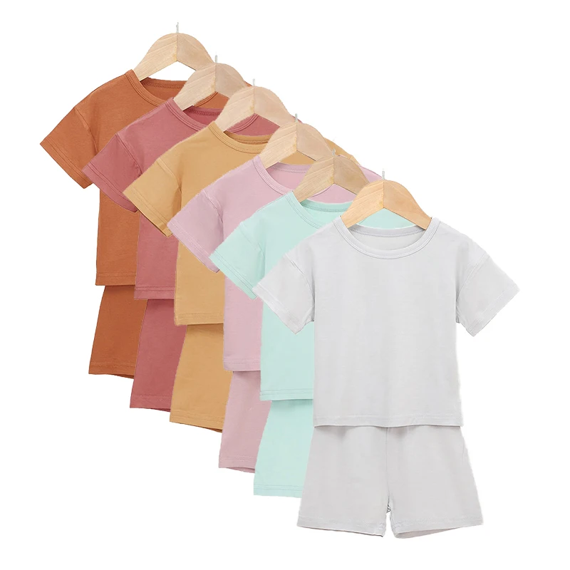 Summer Short Sleeve Soft Baby 2pcs Pajamas Set Baby Top and Shorts Viscose Bamboo Pajamas Baby Clothing Set