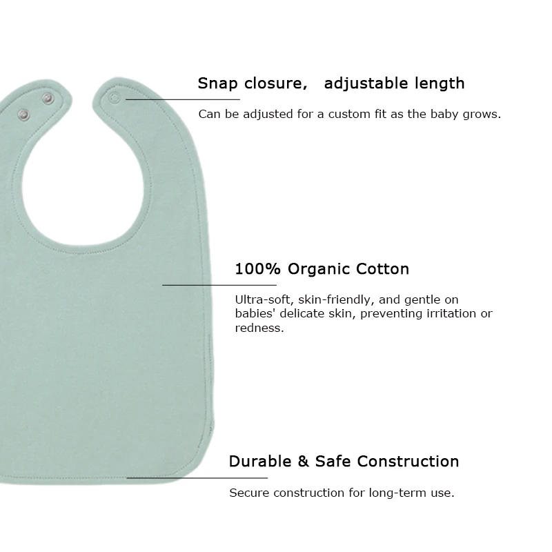 Unique Snap Closure Baby Bibs U Shape Organic Cotton Baby Bandanas - Image 3