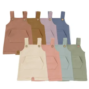 Solid Adjustable Shoulder Belt Short Baby Overall Pants Organic Cotton Baby Dungaree