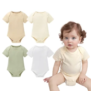 New Arrival 2025 - Softest Organic Cotton Brushed Fabric Baby Bodysuits Short Baby Rompers