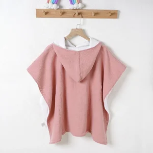 Muslin with Cotton Terry Baby Towel Baby Poncho  Baby Bathrobe