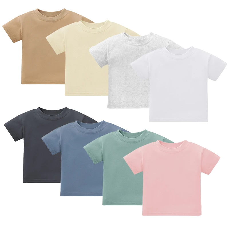 New Colors Cozy and Cute Solid Organic Cotton Blank Baby T-Shirt Summer Children Kids Baby Top Shirt