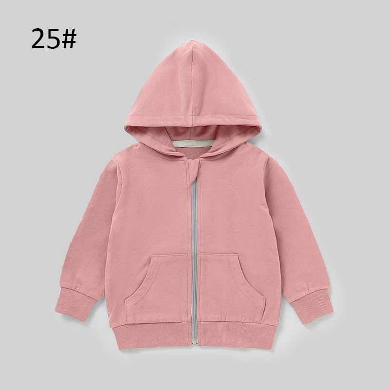 Wholesale Spring Autumn Solid Long Sleeve Organic Cotton Spandex French Terry Zipper Baby Hoodies - Image 6
