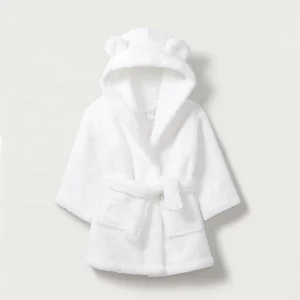 100% Organic Cotton Bear Shape Bath Towel Hooded Toweling Baby Bathrobe